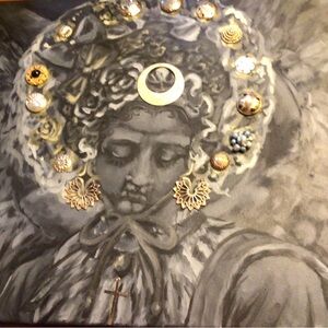 Vintage Style Angel Artwork with Embellishments/amandas artwork